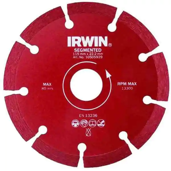 Dijamantska ploča za sečenje kamena i jačih tipova betona SEGMENTNA 230mm/22.22 IRWIN