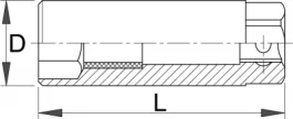 Ključ nasadni za svećice, prihvat 3/8" 186.4/2 19mm UNIOR