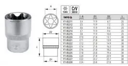 Ključ nasadni 1/2" TORX E12 YATO