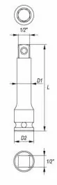Produžetak za udarni nasadni ključ 1/2" 250mm YATO