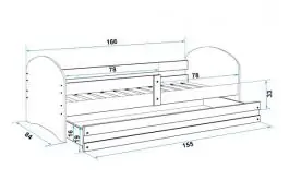 KREVET ZA DECU 160X80 PINE DEZEN 03 LOOKIE