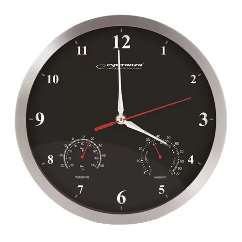 Zidni sat sa merenjem T i vlage crni 30cm EHC008K Esperanza - proizvod na akciji
