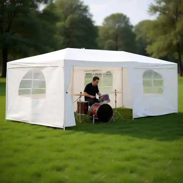 Baštenski paviljon Gazebo 3 x 6 m beli sa 6 bočnih strana