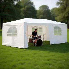 Baštenski paviljon Gazebo 3 x 6 m beli sa 6 bočnih strana