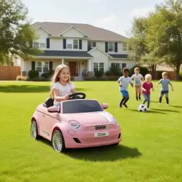 Dečiji auto na baterije FIAT 500 sa daljinskim 237 roze
