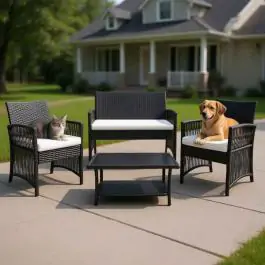 Baštenska garnitura od ratana crna Malaga