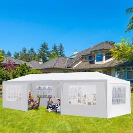 Baštenski paviljon Gazebo 3 x 9 m beli sa 8 bočnih strana