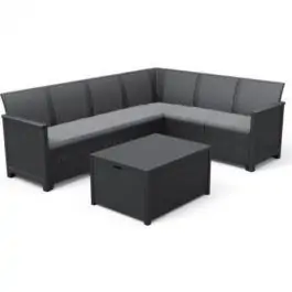 Baštenski ugaoni set Elodie 6 seater sa box stolom grafit