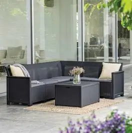 Baštenski ugaoni set Elodie 6 seater sa box stolom grafit