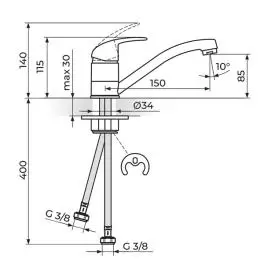 Rosan slavina-baterija za sudoperu 150mm Perla