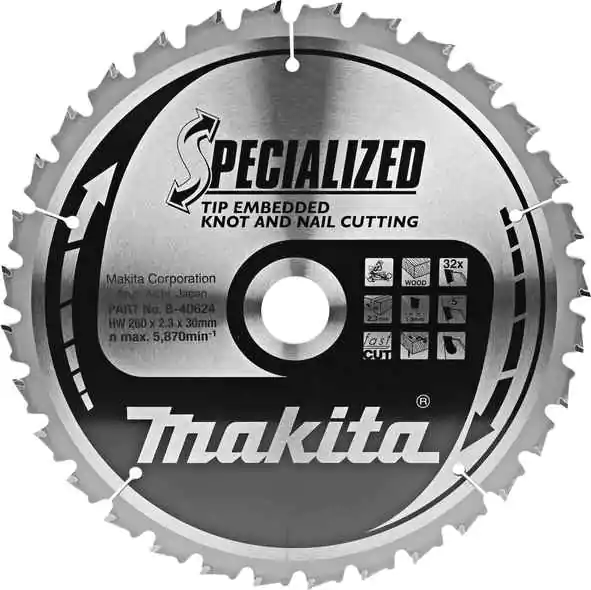 Makita list testere za drvo sa čvorovima i ekserima 260x30x32z