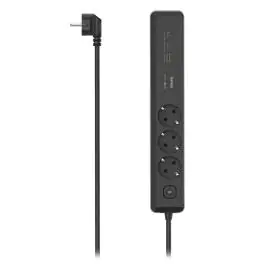 Produžni kabl 3 utičnice, 2xUSB-C/1xUSB-A 100W, PD prekidac, 1.4m, crn