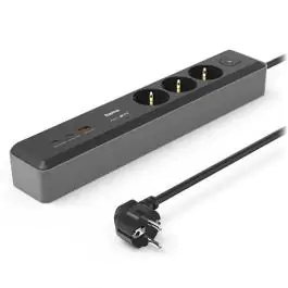 Produžni kabl 3 utičnice, 2xUSB-C/1xUSB-A 100W, PD prekidac, 1.4m, crn