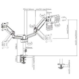 MA-DA2P-01 Gembird Podesivi dupli stoni držač za monitor, tilt,17-32 max.2x9kg