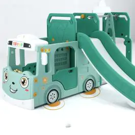 Dečiji beli vozić sa toboganom, ljuljaškom i ostavom za igračke