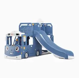 Dečiji plavi vozić sa toboganom, ljuljaškom i ostavom za igračke