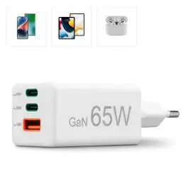 Brzi punjac GaN, 2x USB-C PD, 1x USB-A QC, 65W