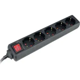Produžni kabl 5 utičnice sklop 16A 3500W crna 5m H05VV-F 3G1,5