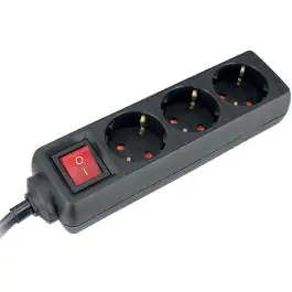 Produžni kabl 3 utičnice sklopka 16A 3500W crna 5m H05VV-F 3G1,5