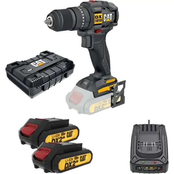 CAT DX1010 aku udarna bušilica zavrtač 18V (Brushless, 2×2.0Ah, punjač, kofer)