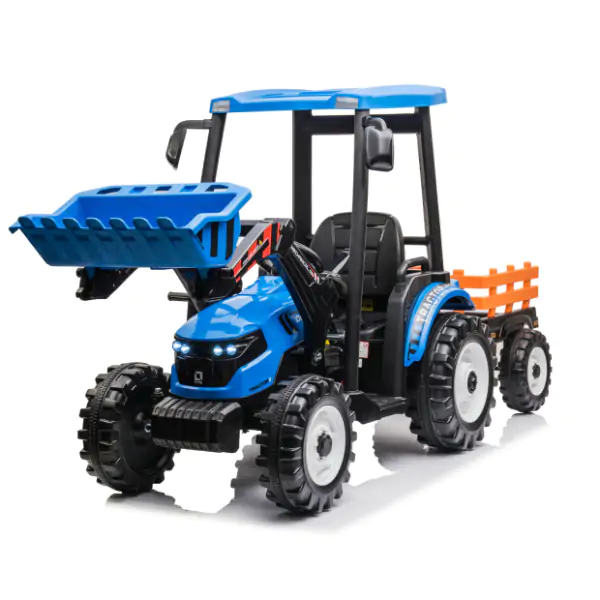Traktor Sa Prikolicom i Utovarivačem Plavi Premium Oprema 24V7A 12949PS