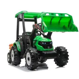 Traktor Sa Prikolicom i Utovarivačem Zeleni Premium Oprema 24V7A 12958PS