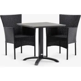 HOBRO D70 baštenski sto siva + 2 AIDT baštenske stolice crna S371500