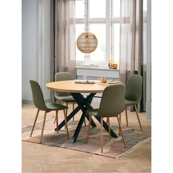 Trpezarijski sto NORTOFT Ø120 topao hrast boja/crna 3670354