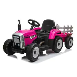 Traktor akumulatorski za decu Roze sa prikolicom i daljinskim